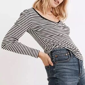 Madewell Fine Ribbed Sweetheart Tee in Stripe